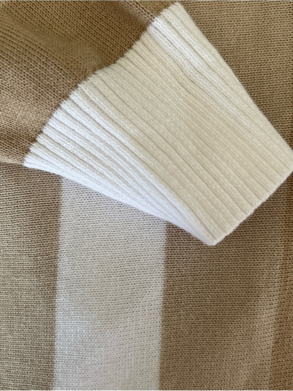 Belle by Kim Gravel Beige & White Striped Hooded Sweater - Picture 6 of 8